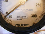 ASHCROFT 4 1/2" 202A244-67 GAUGE, 316 TUBE, MAX 300 PSI, 1/2" NPT, NEW IN BOX
