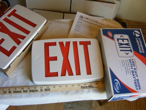 Lithonia Lighting LED Exit Sign LQM-S-W-3-R-120/277-EL-N-M6 W/Extra Face Plate