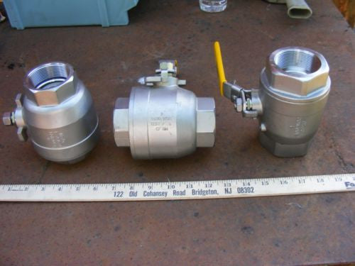 Lot of 3 New Parker 2"  Stainless Steel Ball Valve 1500 WOG Test F S CF8M NICE